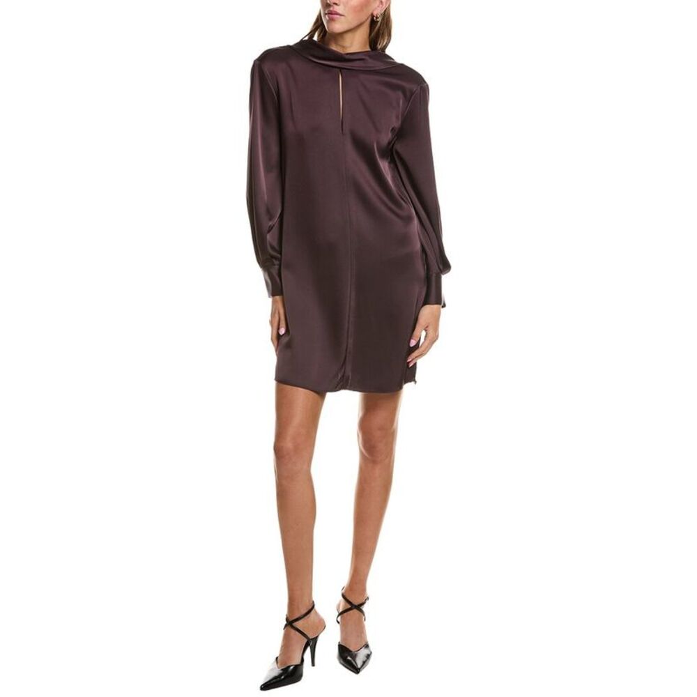 Theory Womens Blousn Sleeve Mini Dress, Purple